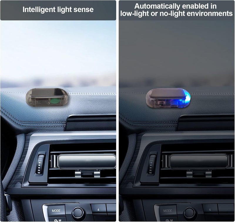 Shudyear Car Solar Power Simulated Dummy Alarm， Anti-Theft LED Flashing Security Light Fake lamp， with USB Charger Port， car Security Accessories Universal for Most Cars(Blue) - Image 3